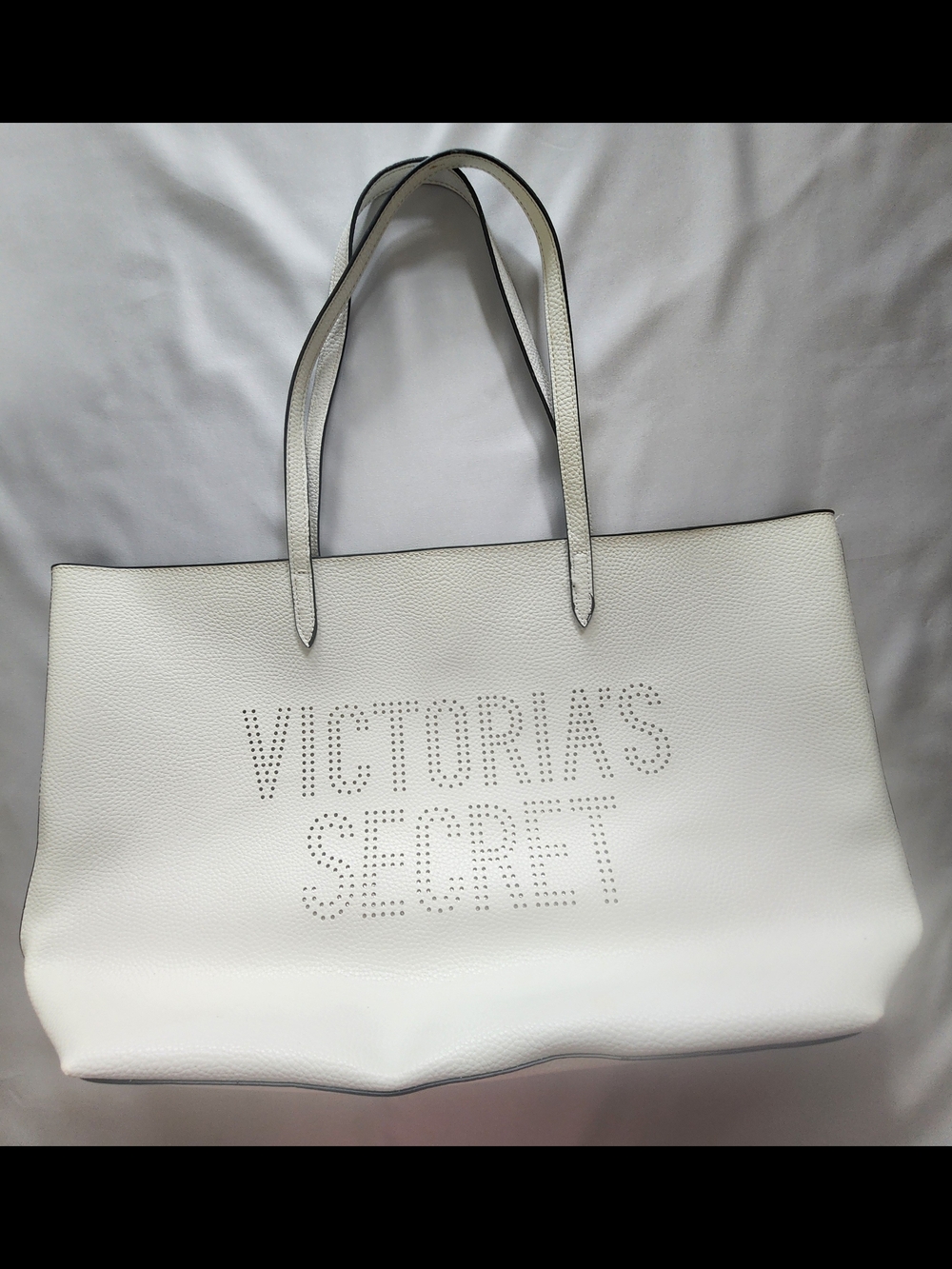 Victoria's Secret White Perforated Logo Large Tote Bag